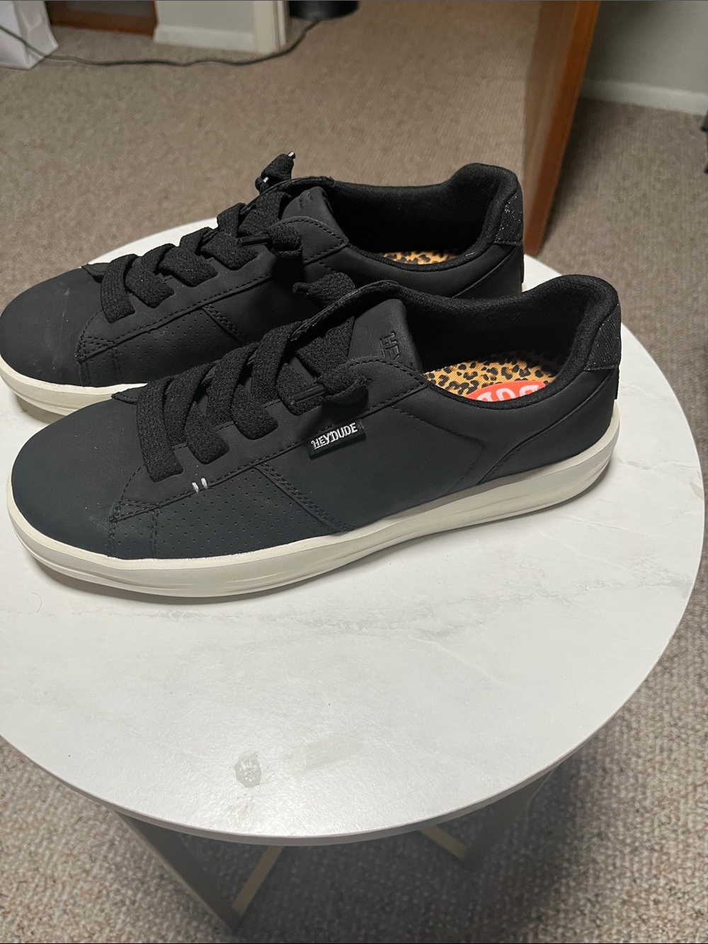 Hey Dude Black Low-Top Sneakers with Cream Sole